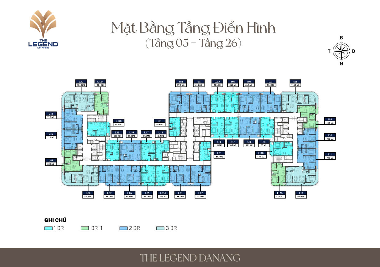 Mặt bằng căn hộ The Legend DN