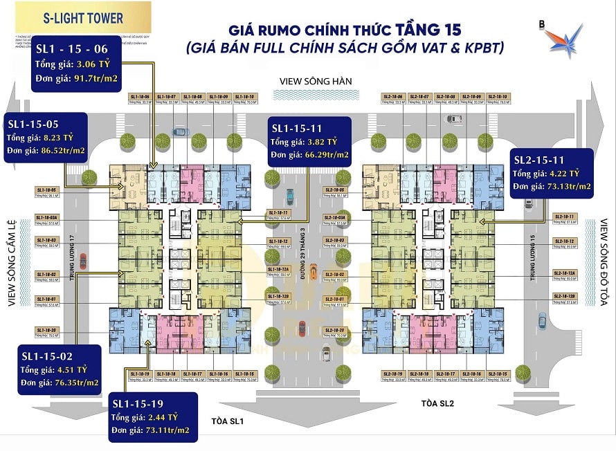 Bảng giá căn hộ Sun S-Light Tower đường 29 tháng 3 - Bùi Tá Hán
