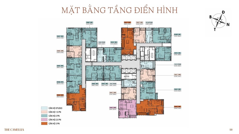 Layout mặt bằng căn hộ The Camellia đà nẵng